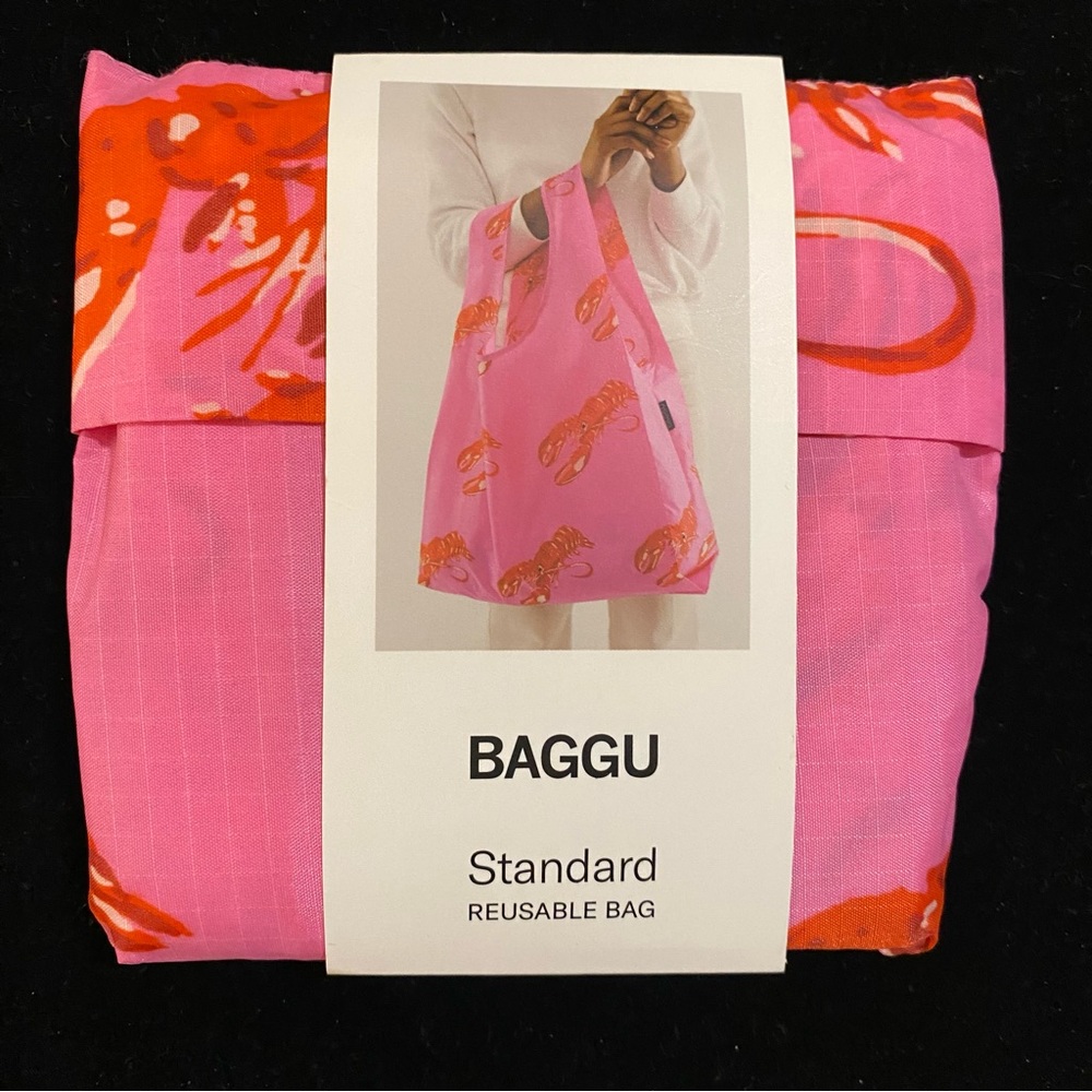 NWT BAGGU PINK LOBSTER Standard Size Reusable Bag - Discontinued Pattern